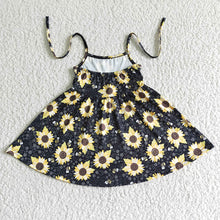 Load image into Gallery viewer, Baby girls sunflower halter knee length dresses
