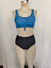 Load image into Gallery viewer, Adult Women Green Leopard Top Bottom Swimsuits Sets