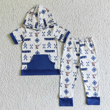 Load image into Gallery viewer, Baby boys western cow hoodie pants outfits