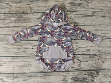 Load image into Gallery viewer, Baby Boys Cow Camo Hoodie rompers