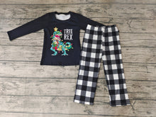 Load image into Gallery viewer, Baby boys dinosaur Christmas plaid pants sets