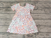 Load image into Gallery viewer, Baby Girls Baseball Short Sleeve Knee Length Dresses