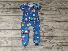 Load image into Gallery viewer, Baby Boys Farm Zip Footie Rompers