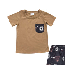 Load image into Gallery viewer, Baby Boys Highland Cow Tee Shirts Shorts Sets