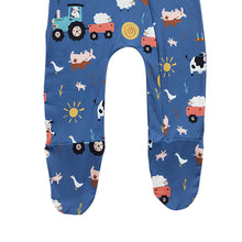 Load image into Gallery viewer, Baby Boys Farm Zip Footie Rompers