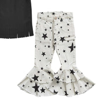 Load image into Gallery viewer, Baby Girls Black Halter Top Stars Denim Pants Clothes Sets