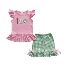 Load image into Gallery viewer, Baby Girls Baseball Summer Shorts Sets