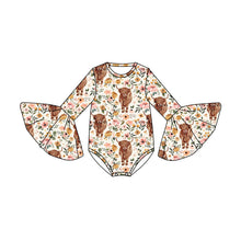 Load image into Gallery viewer, Baby girls pink heifer long sleeve rompers