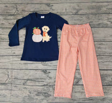 Load image into Gallery viewer, Baby boys dog pumpkin plaid pants clothes sets