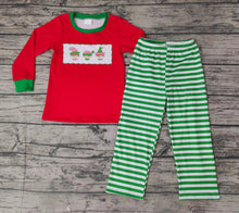 Load image into Gallery viewer, Baby boys Christmas green stripe pants clothes