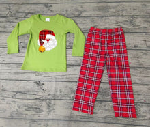 Load image into Gallery viewer, Baby boys Christmas santa top red plaid pants clothes sets