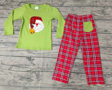 Load image into Gallery viewer, Baby boys Christmas santa top red plaid pants clothes sets