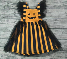 Load image into Gallery viewer, Baby girls Halloween face tutu knee length dresses