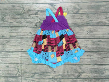 Load image into Gallery viewer, Baby girls purple Halloween patchwork knee length dresses