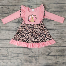 Load image into Gallery viewer, Baby girls turkey leopard pink knee length dresses