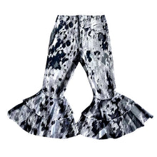 Load image into Gallery viewer, Baby Girls black cow dots western denim pants jeans