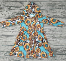 Load image into Gallery viewer, Baby girls hooded sunflower west long sleeve dresses