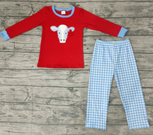 Load image into Gallery viewer, Baby boys red cow pants clothes sets