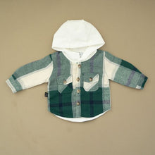 Load image into Gallery viewer, Baby kids green plaid hoodie pocket shirts Tops