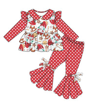 Load image into Gallery viewer, Baby girls Christmas santa tunic bell bottom pants clothes sets