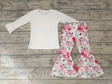 Load image into Gallery viewer, baby girls white shirt floral pumpkin bell pants sets