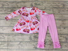 Load image into Gallery viewer, Baby girls purple santa pants clothes sets