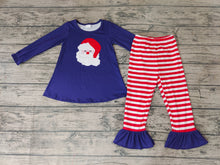 Load image into Gallery viewer, Baby girls santa top stripe pants clothes sets