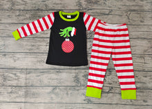 Load image into Gallery viewer, Baby boys Christmas hands stripe pajamas sets