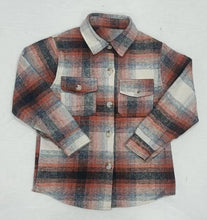 Load image into Gallery viewer, Baby Boys Orange Plaid Long Sleeve button ups Flannel shirts tops