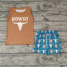 Load image into Gallery viewer, Baby Boys Sleeveless Tee Shirt Howdy Shorts Western Clothes Sets