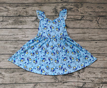Load image into Gallery viewer, Baby Girls Blue Dogs Knee Length Ruffle Dresses