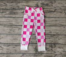 Load image into Gallery viewer, Baby Girls Black Daddy Top Pink Checkered Pants Clothes Sets