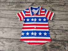 Load image into Gallery viewer, Baby Boys Kids 4th of July Star Stripes Button Ups Shirts Tops