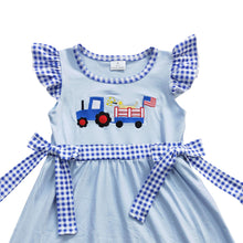 Load image into Gallery viewer, Baby Girls 4th of July Dog Knee Length Dresses