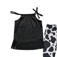Load image into Gallery viewer, Baby Girls Black Tassel Top Cow Bell Bottom Pants Sets