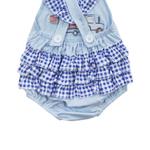 Load image into Gallery viewer, Baby Girls 4th of July Dog Ruffle Bubble Rompers