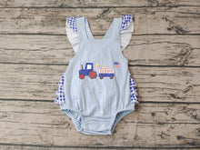 Load image into Gallery viewer, Baby Girls 4th of July Dog Ruffle Bubble Rompers