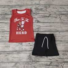 Load image into Gallery viewer, Baby Boys Summer Western Cow Herd Tee Shirts Shorts Sets