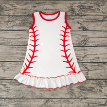 Load image into Gallery viewer, Baby Girls Baseball Sleeveless Knee Length Dresses