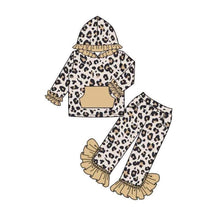 Load image into Gallery viewer, baby girls leopard hoodie top pants sets