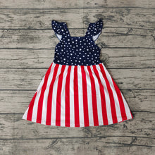 Load image into Gallery viewer, Baby Girls 4th of July Star Stripe Knee Length Dresses