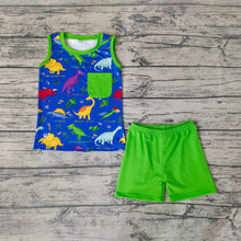 Load image into Gallery viewer, Baby Boys Summer Sleeveless Dinosaur Top Shorts Clothes