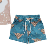 Load image into Gallery viewer, Baby Boys Khaki Highland Cow Summer Shorts Sets