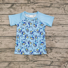 Load image into Gallery viewer, Baby Boys Blue Dog Short Sleeve Shirts Tops