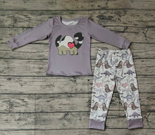 Load image into Gallery viewer, Baby Boys Valentines Dinosaur Grey Tee Shirt Top Pants Clothes Sets