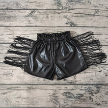 Load image into Gallery viewer, Baby Girls Black Tassel Pleather Shorts