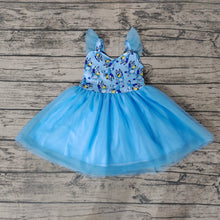 Load image into Gallery viewer, Baby Girls Blue Dog Tutu Knee Length Dresses
