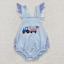 Load image into Gallery viewer, Baby Girls 4th of July Dog Ruffle Bubble Rompers