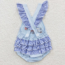 Load image into Gallery viewer, Baby Girls 4th of July Dog Ruffle Bubble Rompers