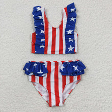 Load image into Gallery viewer, Baby Girls 4th Of July Tow Pieces Swimsuits